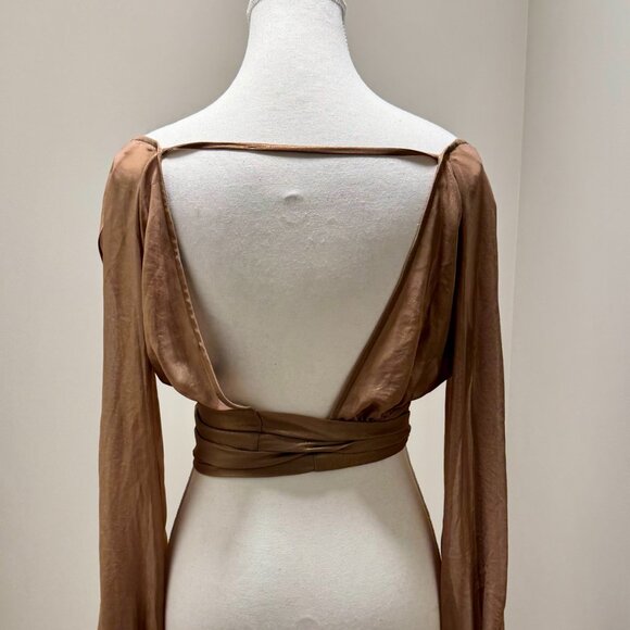 bebe mesh wrap-around crop top. - Picture 2 of 3